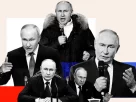 Володимир Путін у різних емоціях на ілюстрації