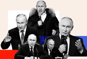 Володимир Путін у різних емоціях на ілюстрації