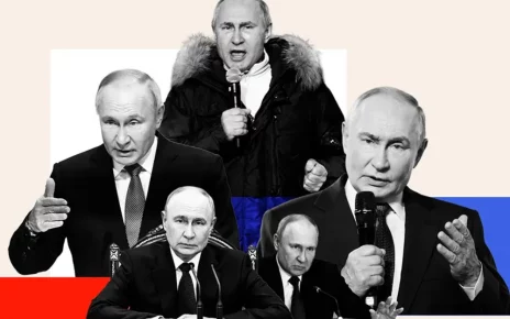 Володимир Путін у різних емоціях на ілюстрації
