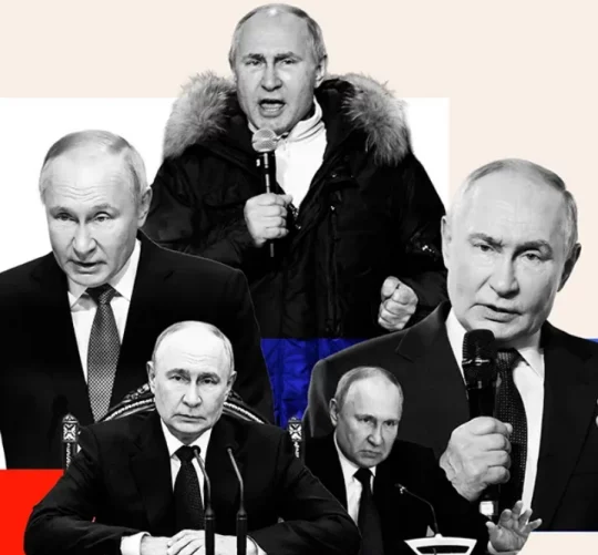 Володимир Путін у різних емоціях на ілюстрації