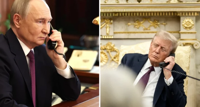 телефона розмова між Путіним та Трампом на ілюстрації