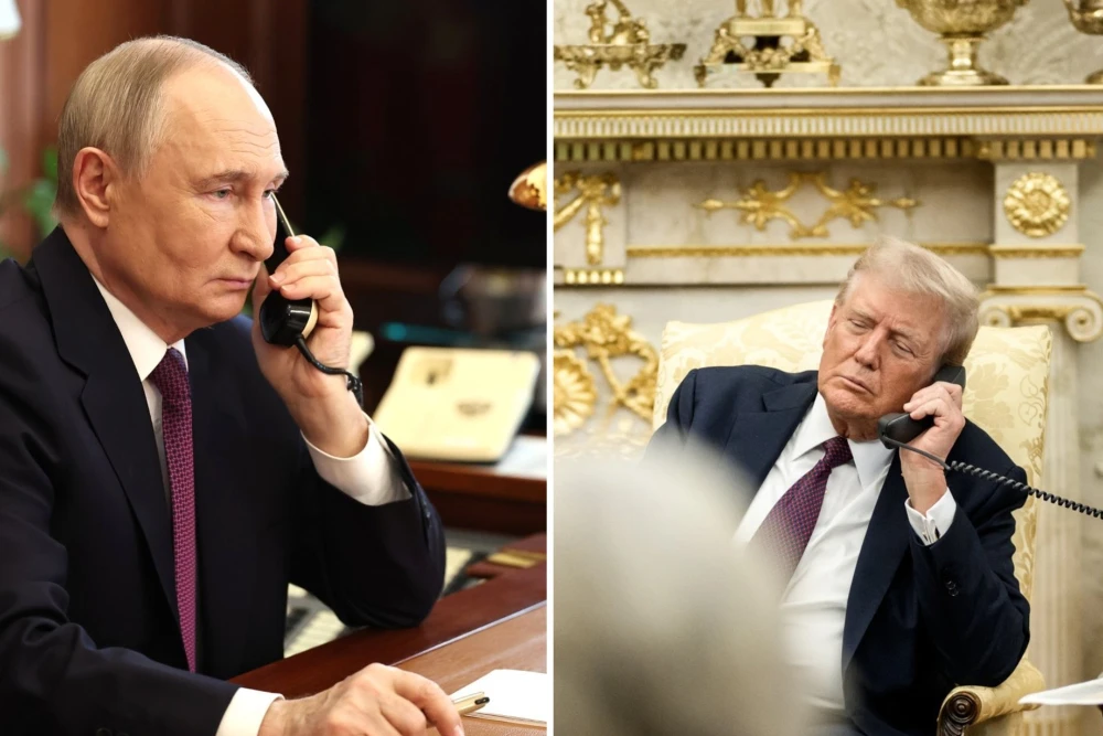 телефона розмова між Путіним та Трампом на ілюстрації
