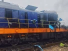 Локомотив, пошкоджений у результаті російського удару безпілотником у неділю на залізничній станції Ягодин поблизу кордону України з Польщею