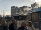 Наслідки удару російського безпілотника по автозаправній станції в Києві, Україна, у вівторок