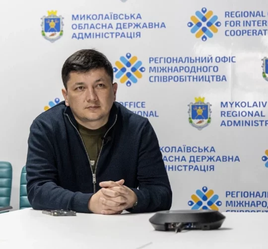 Віталій Кім, на той час голова Миколаївської обласної військової адміністрації, під час інтерв’ю в Миколаєві, Україна, 14 лютого 2024 року