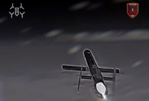 Російський безпілотник «Геран-5», знятий на відео перехоплювачем «Wild Hornets»