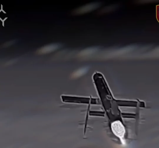 Російський безпілотник «Геран-5», знятий на відео перехоплювачем «Wild Hornets»