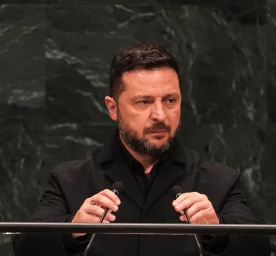 Президент України Володимир Зеленський виступає під час 81-ї сесії Генеральної Асамблеї Організації Об’єднаних Націй у штаб-квартирі ООН у середу, 23 вересня 2026 року