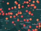 карта на якій зафіксовано інцеденти диверсій по всій Європі
