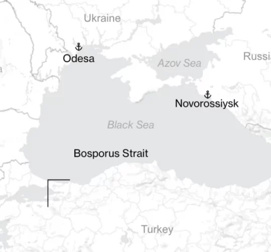 карта де зображено Чорне море та оточуючі його держави