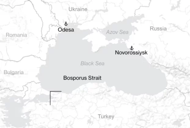 карта де зображено Чорне море та оточуючі його держави