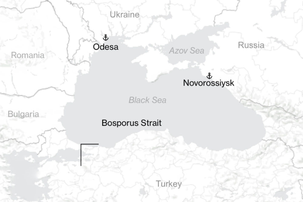 карта де зображено Чорне море та оточуючі його держави