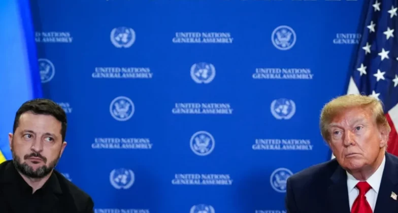 Володимир Зеленський та Дональд Трамп сидять поруч на зустрічі в ООН