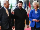 Голова Європейської ради Антоніо Коста, президент України Володимир Зеленський та голова Європейської комісії Урсула фон дер Ляєн у Брюсселі 16 жовтня 2026 року