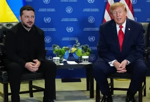 Президент Дональд Трамп зустрічається з президентом України Володимиром Зеленським під час сесії Генеральної Асамблеї ООН 22 вересня 2026 року в штаб-квартирі ООН