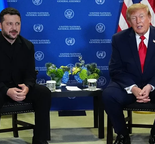 Президент Дональд Трамп зустрічається з президентом України Володимиром Зеленським під час сесії Генеральної Асамблеї ООН 22 вересня 2026 року в штаб-квартирі ООН