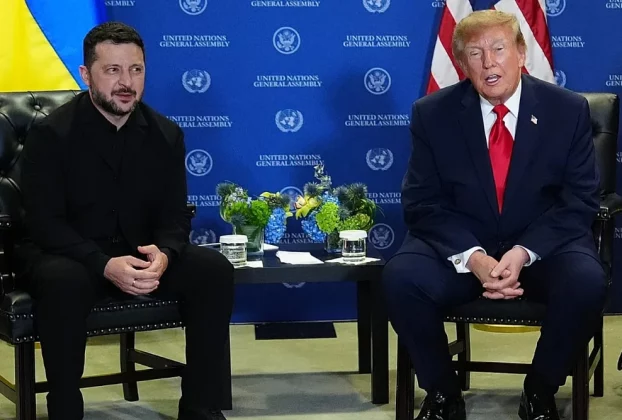 Президент Дональд Трамп зустрічається з президентом України Володимиром Зеленським під час сесії Генеральної Асамблеї ООН 22 вересня 2026 року в штаб-квартирі ООН